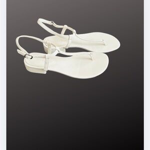Forever 21 White T-Strap Flat Sandals